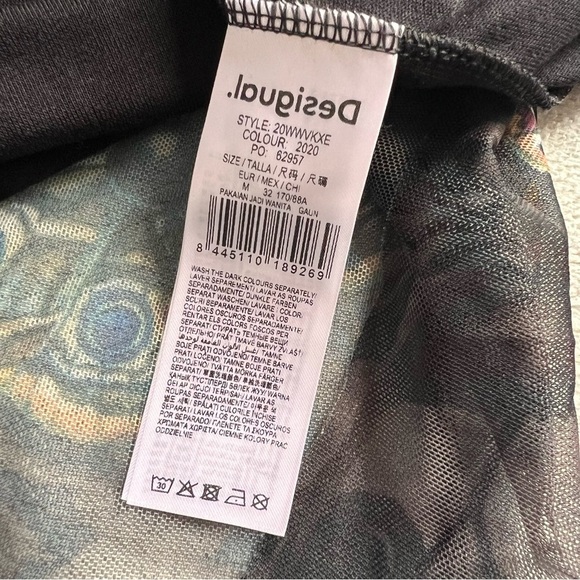 NWT Desigual Slim Knee-Length Mesh Butterfly Print Art-to-Wear Dress Black - Picture 13 of 17